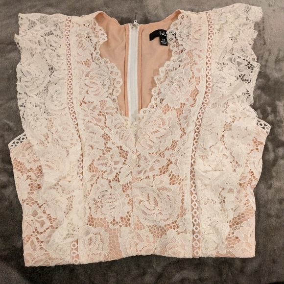 Lulus: Properly Poised Ivory Lace Ruffled Crop Top - Picture 2 of 7